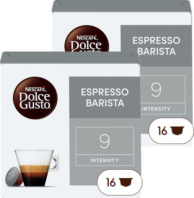 NESCAFE 雀巢咖啡 Dolce Gusto 多趣酷思 咖啡師濃縮咖啡膠囊, 6.5g, 16顆, 2盒