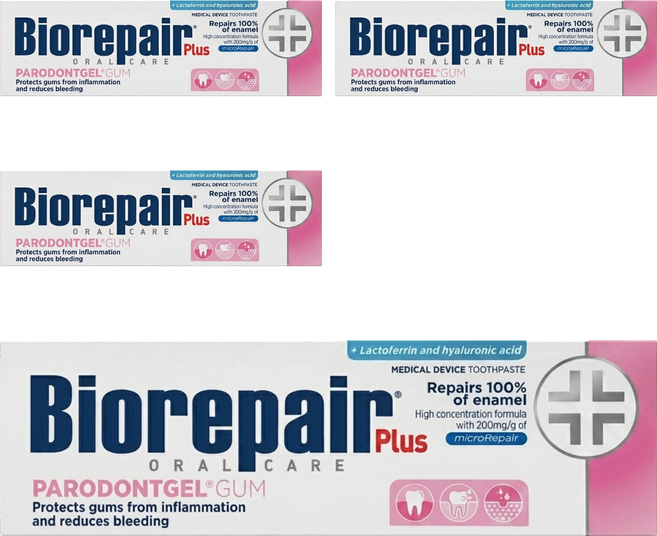 Biorepair 貝利達 護齦加強型牙膏 粉色, 4個, 75ml