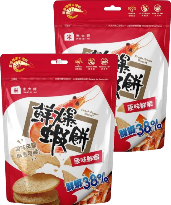 master mi 米大師 鮮爆蝦餅 原味, 27.2g, 2個