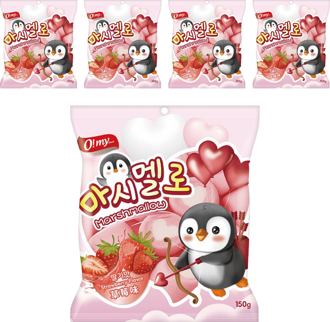 O my food 歐邁福 愛心棉花糖 草莓口味, 150g, 5個