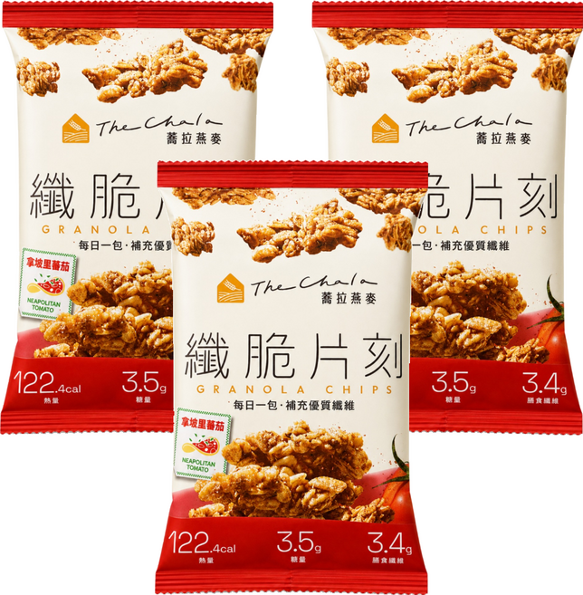 The Chala 蕎拉燕麥 纖脆片刻 燕麥餅乾 拿坡里蕃茄, 30g, 3個