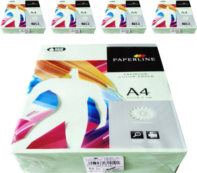 PAPERLINE 130 綠色影印紙 80G, 5包, A4