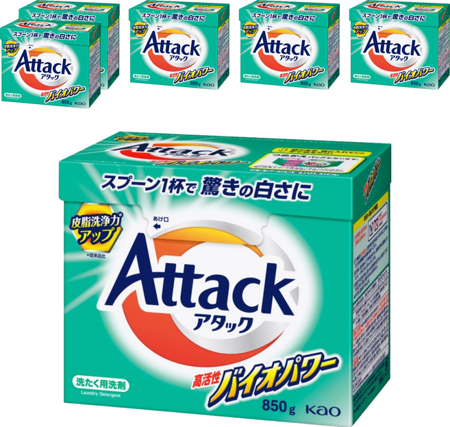 Attack 一匙靈 高活性生物濃縮酵素洗衣粉, 850g, 6個