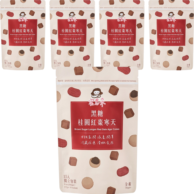 蜜思朵 NEW!黑糖桂圓紅棗寒天, 15顆, 17g, 5袋