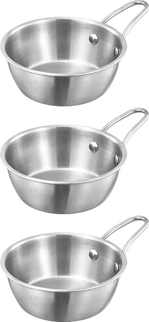正304韓式帶柄多用碗 10cm, 不鏽鋼, 3個