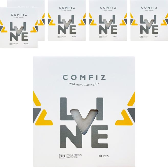 Comfiz 康菲 成人立體V型醫療口罩, 青燕灰, 6套, 30片