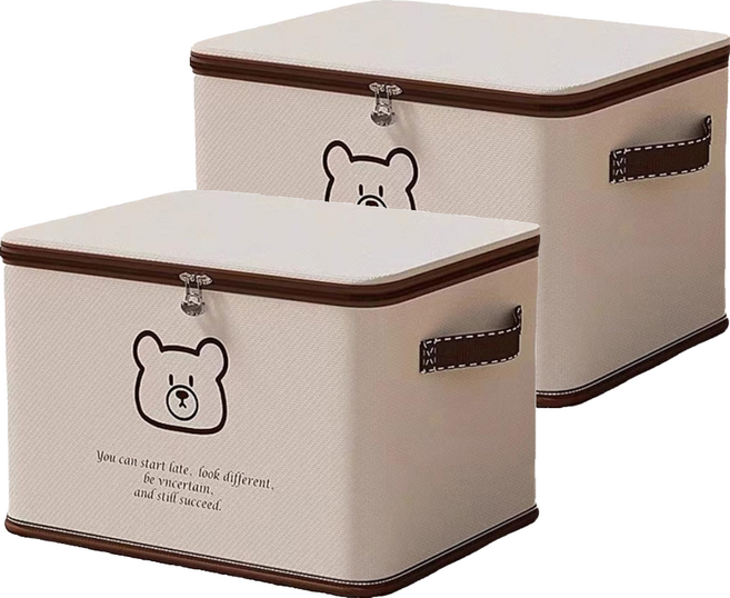 Mega 家用簡約摺疊收納箱, 小熊, 2個