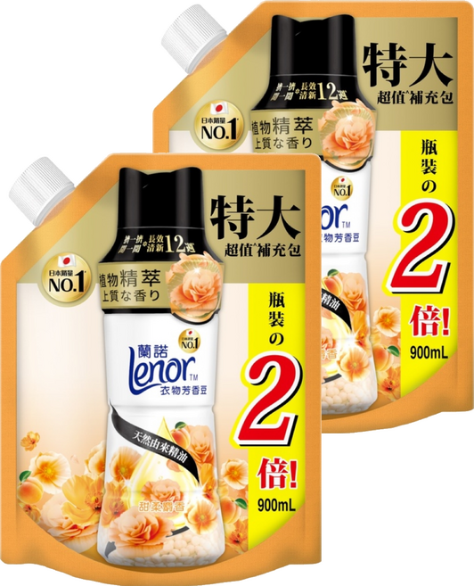 Lenor 蘭諾 衣物芳香豆 甜柔麝香 補充包, 2個, 900ml