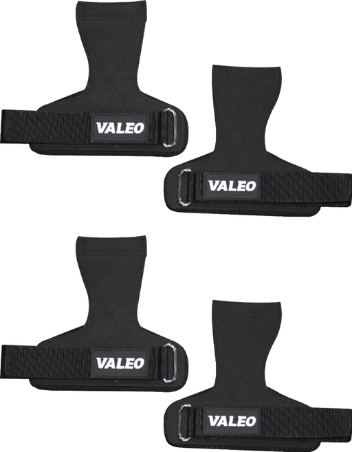 VALEO 防滑重訓拉力帶/握力帶/護腕/護具/健身手套/護掌/助握帶/舉重/划船/引體向上, 2雙, 黑色