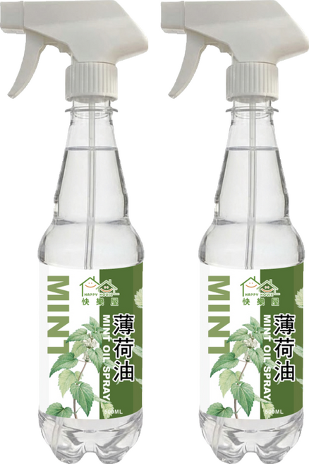 HAPPY HOUSE 快樂屋 草本植萃噴霧 薄荷油 水性, 2個, 500ml