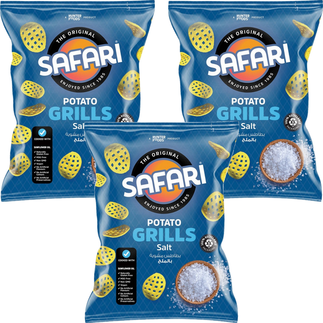 阿拉伯 SAFARI 格子洋芋片 海鹽味, 60g, 3個