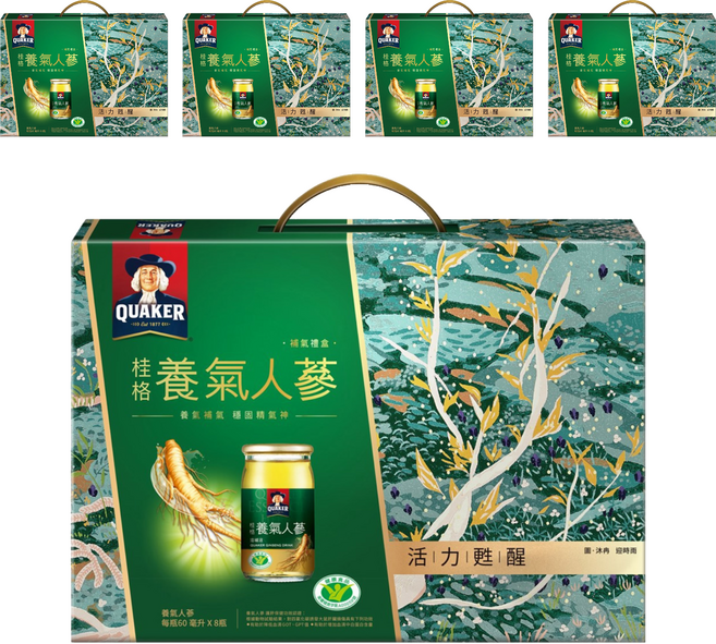 QUAKER 桂格 養氣人蔘 補氣禮盒 8瓶, 480ml, 5盒