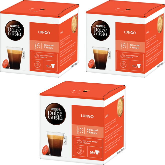 NESCAFE 雀巢咖啡 Dolce Gusto 多趣酷思 美式濃黑咖啡膠囊, 5.6g, 16個裝, 3盒