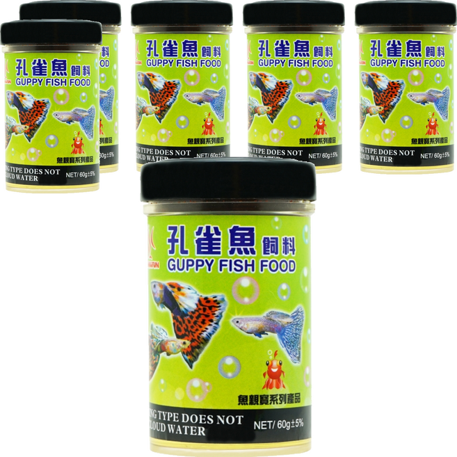 AQUAFUN 水之樂 孔雀魚飼料, 60g, 6罐