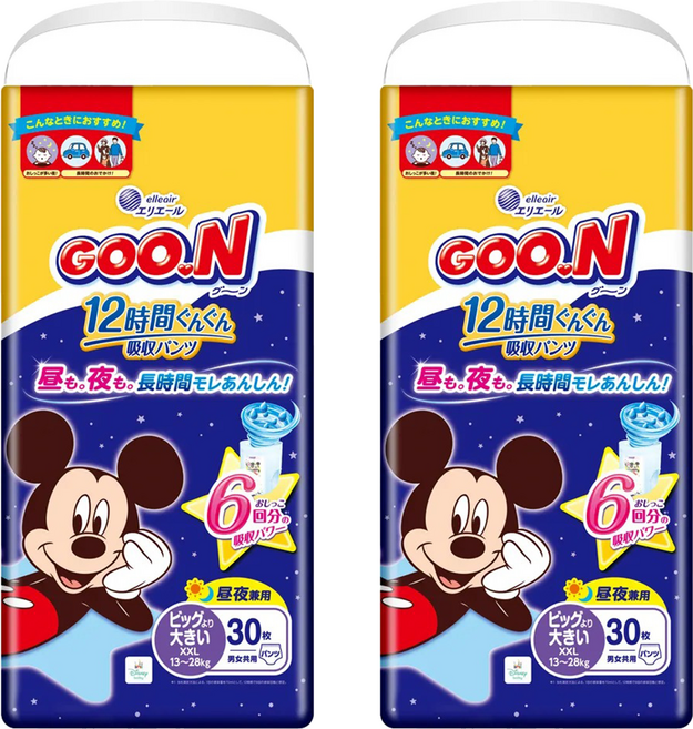 GOO.N 大王 12小時超吸收褲型尿布 13~28kg, XXL, 60片