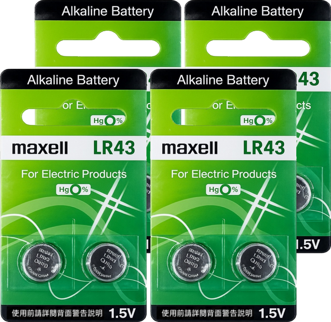 maxell 鈕扣電池 LR43, 4個, 2個裝
