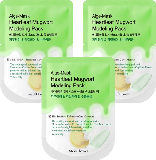 MediFlower 台灣公司貨 SPA海藻軟膜 綠色 魚腥草, 3組, 1入