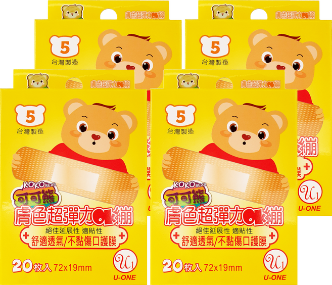 KOKO BEAR 5號膚色超彈力OK繃, 4個, 20個裝
