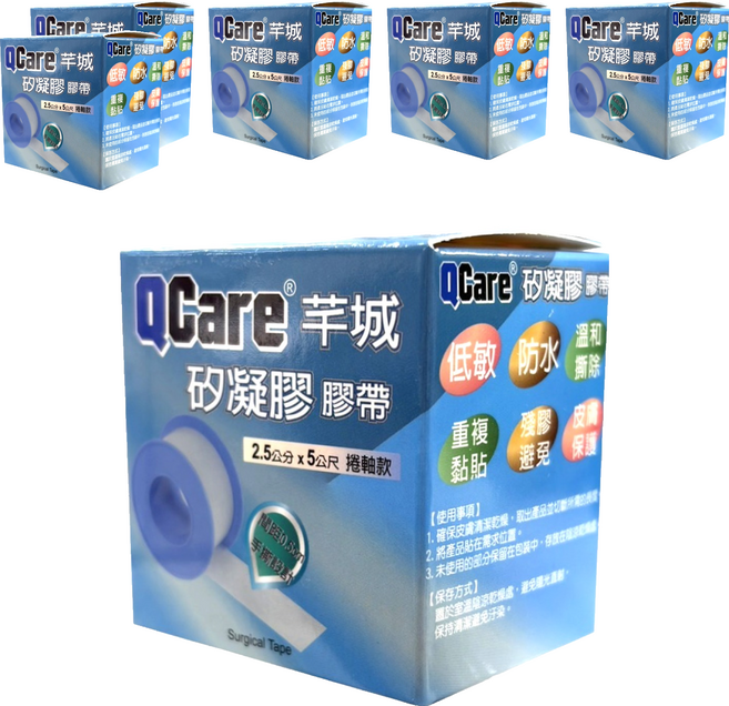 QCare 矽凝膠膠帶 捲軸款 透明色, 6個, 1個裝