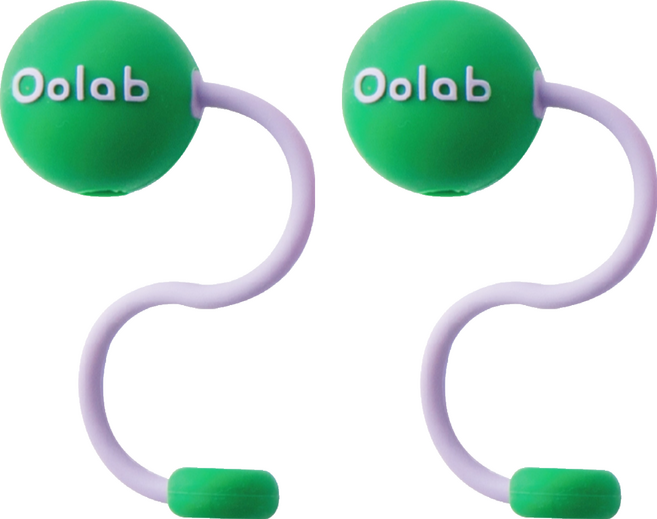 Oolab 良杯製所 泡泡糖矽膠防塵吸管蓋 細 甜酷綠, 1個, 2個