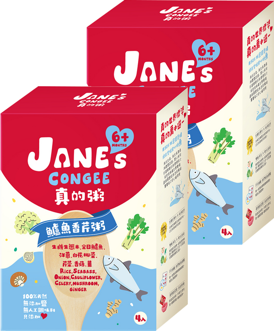 JANE's CONGEE 真的粥 鱸魚香芹粥 4包, 600g, 2個