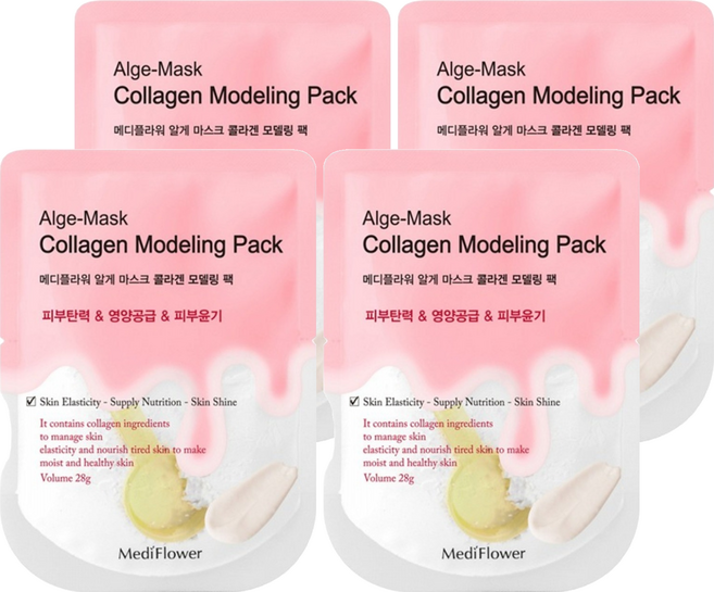 MediFlower 台灣公司貨 SPA海藻軟膜 粉色/膠原, 4組, 1入