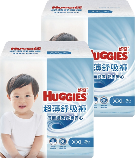 HUGGIES 好奇 超薄舒吸褲 褲型尿布 褲型紙尿褲 15kg以上 39578, 2XL, 52片
