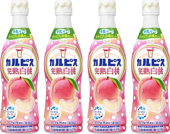 可爾必思 濃縮白桃乳酸菌飲料, 470ml, 4瓶