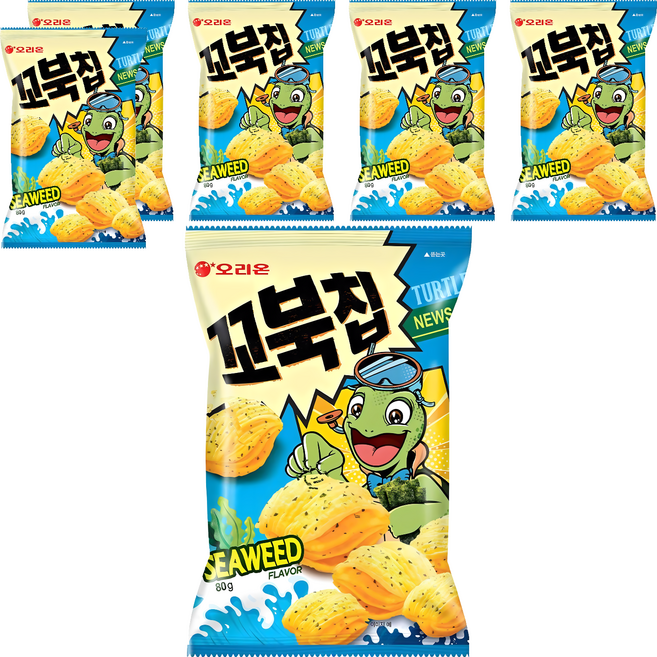 ORION 好麗友 烏龜玉米脆片 海苔味, 80g, 6包