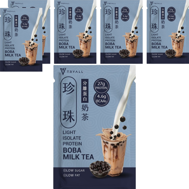 TRYALL Essential Light 分離乳清蛋白 珍珠奶茶, 35g, 6個