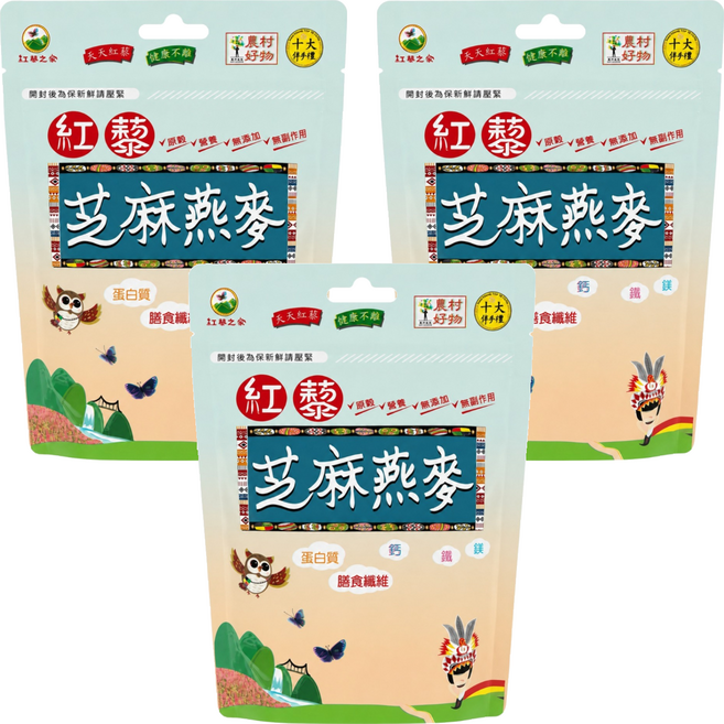 紅藜之家 紅藜芝麻燕麥粉, 275g, 3個