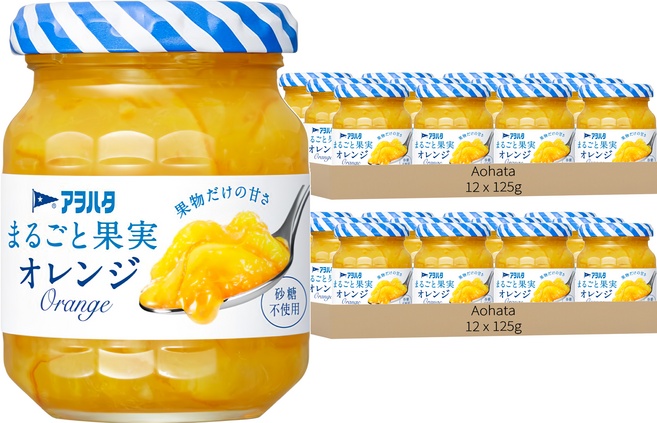 Aohata 柑橘果醬 無蔗糖, 125g, 24罐