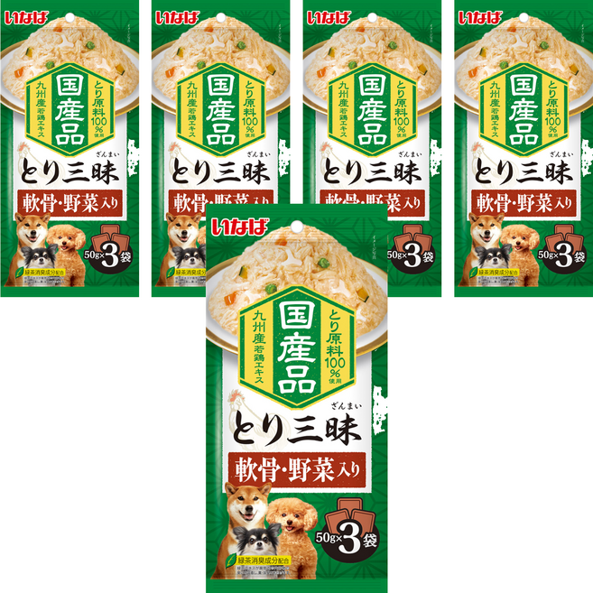 INABA 汪雞三昧餐包 DRP-27, 軟骨 + 蔬菜, 150g, 5個