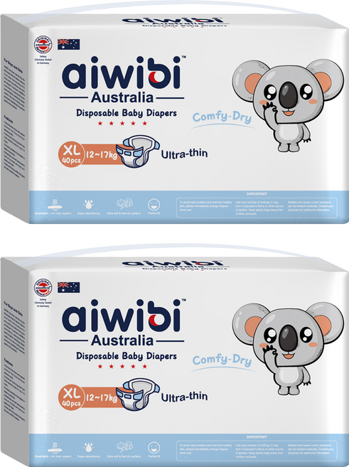 aiwibi 愛薇彼 清新乾爽透氣輕薄 黏貼型尿布 12~17kg, XL, 80片