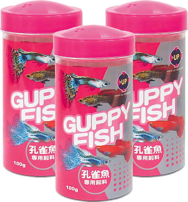 UP AQUA 雅柏 孔雀魚專用飼料 E-228-100, 100g, 3罐