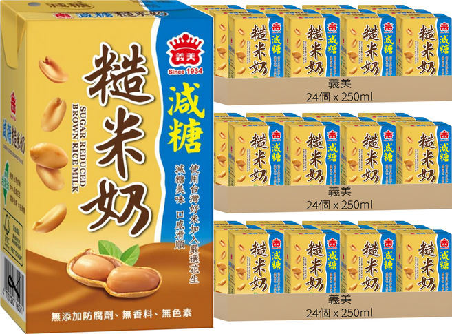 義美 減糖糙米奶, 72個, 250ml