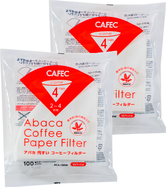 CAFEC ABACA 麻纖維錐形濾紙 2~4杯份 白色, 100張, 2包