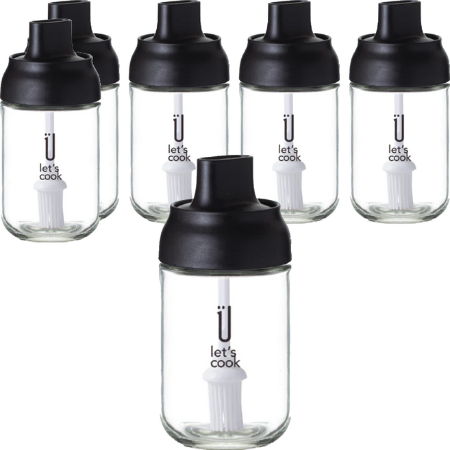 樂司廚品 密封玻璃調味瓶 附刷 AY62 K0262, 220ml, 6個