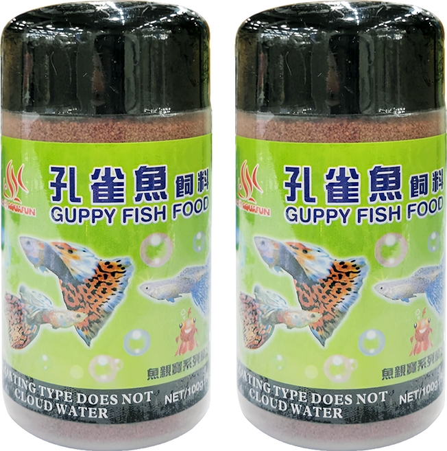 AQUAFUN 水之樂 孔雀魚飼料, 100g, 2罐