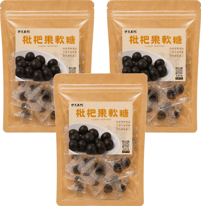 EBE PURE 伊貝果然 枇杷果軟糖, 100g, 3個