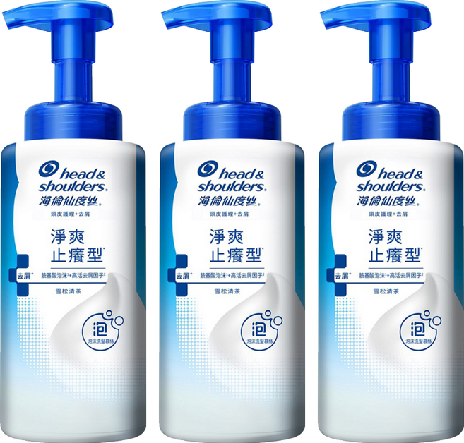head&shoulders 海倫仙度絲 泡沫洗髮慕絲 淨爽止癢型 雪松清茶, 360g, 3件