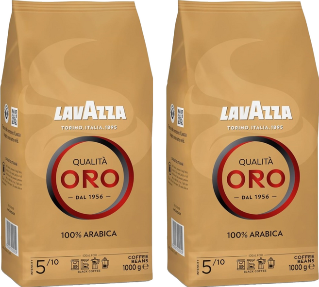 LAVAZZA ORO 金牌阿拉比卡咖啡豆, 2包, 1000g, 全豆咖啡 未研磨