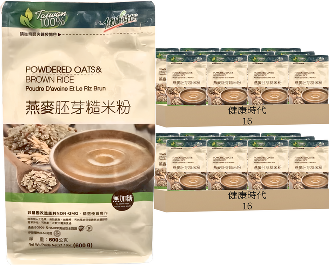 健康時代 燕麥胚芽糙米粉 無糖, 600g, 1入, 32包