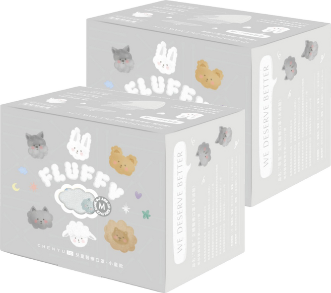 CHENYU 辰昱 小童款 Fluffy系列 3D醫療透氣口罩 3~7歲, 30個, 2盒, 親切的小貓
