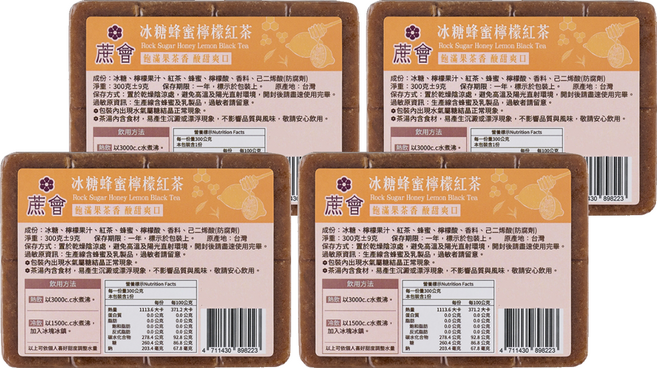 蔗會 冰糖蜂蜜檸檬紅茶, 4個, 1個裝, 300g