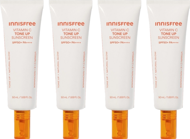 INNISFREE 台灣公司貨 維他命C亮白潤色防曬霜 SPF50+ PA++++, 4個, 50ml