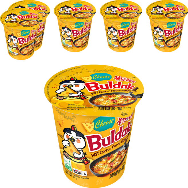 Buldak Ramen 火辣雞肉風味鐵板炒麵 起司風味 杯裝 70g, 6個