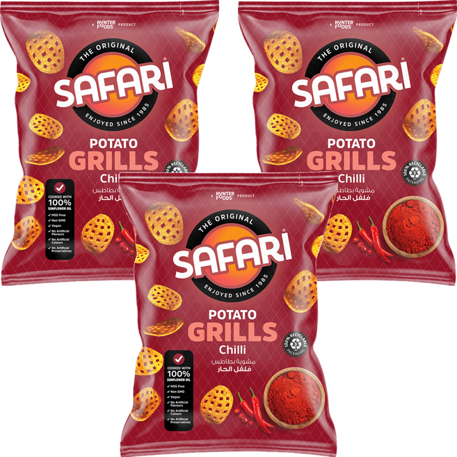 阿拉伯 SAFARI 格子洋芋片 辣味, 60g, 3個