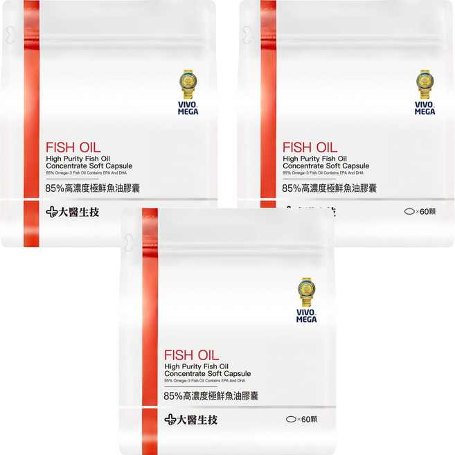 大醫生技 85%高濃度極鮮魚油膠囊, 60顆, 850mg, 3袋