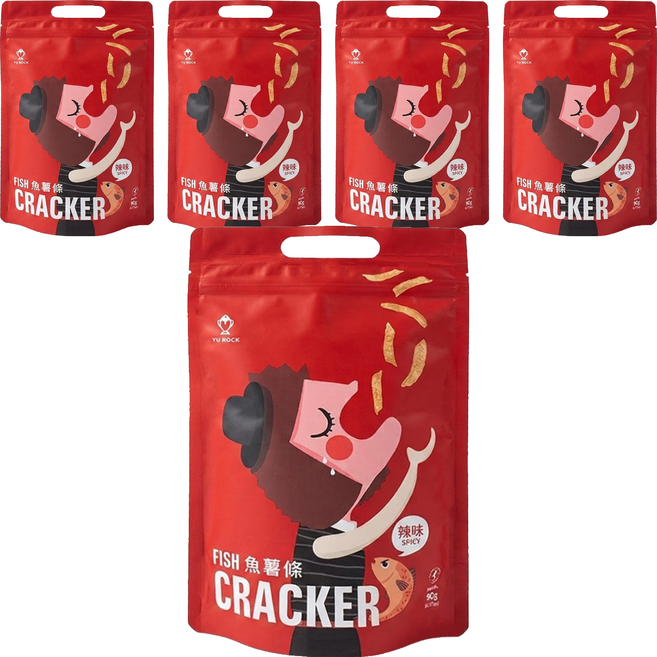YU ROCK 魚薯條 辣味, 90g, 5個